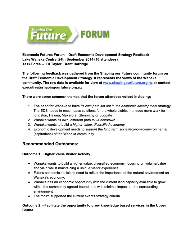 Wānaka notes 2014