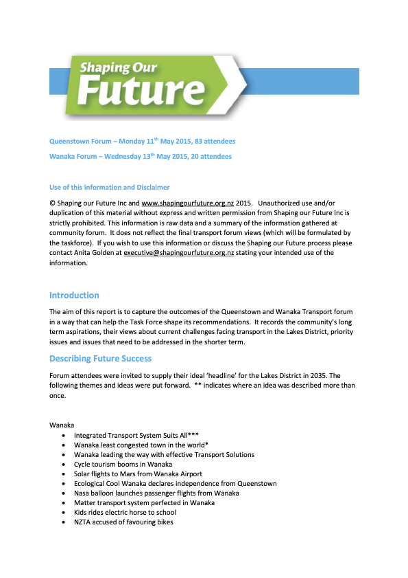 Wānaka notes 2015