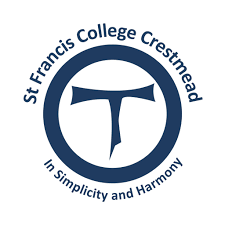 Logo of St. Francis College Crestmont featuring a stylized 'T' with the text 'St. Francis College Crestmont' around it and the motto 'In Simplicity and Harmony' underneath.