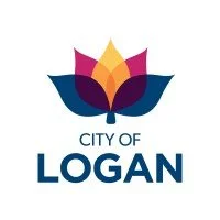 Logo of the City of Logan featuring a colorful lotus flower and text
