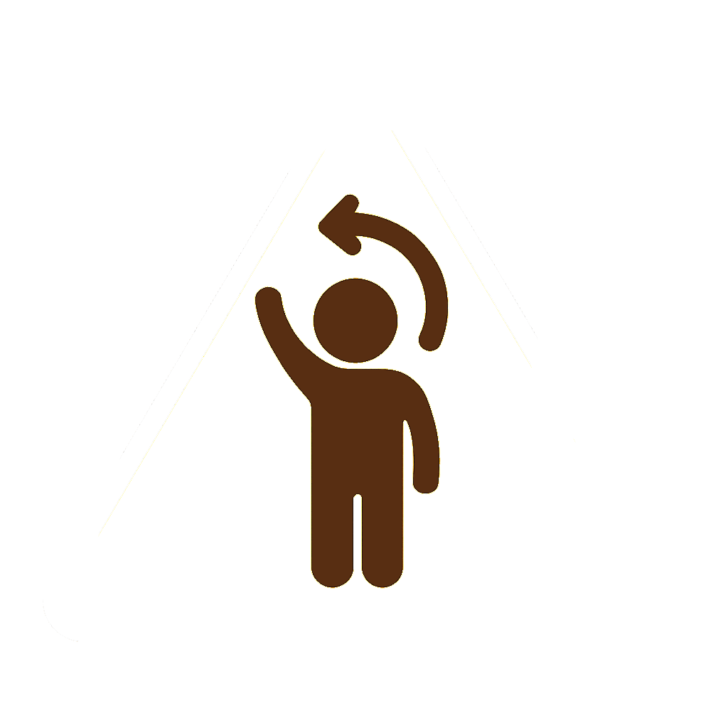 Sign indicating a pedestrian crossing with a brown person icon waving, under a yellow arrow pointing left - Scene Sustainer Award, Flame Ensemble.