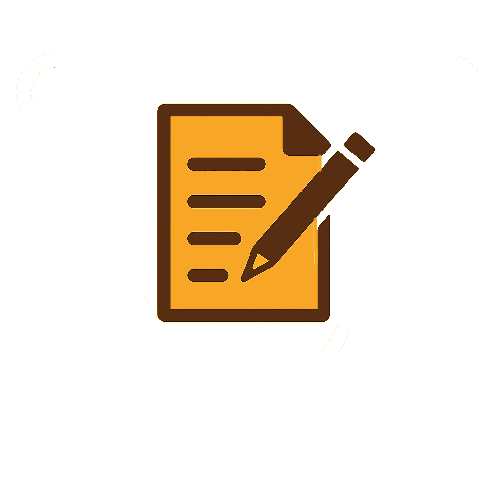 Illustration of a notepad with a pencil, representing note-taking or writing - Script Shaper Award, Flame Award.