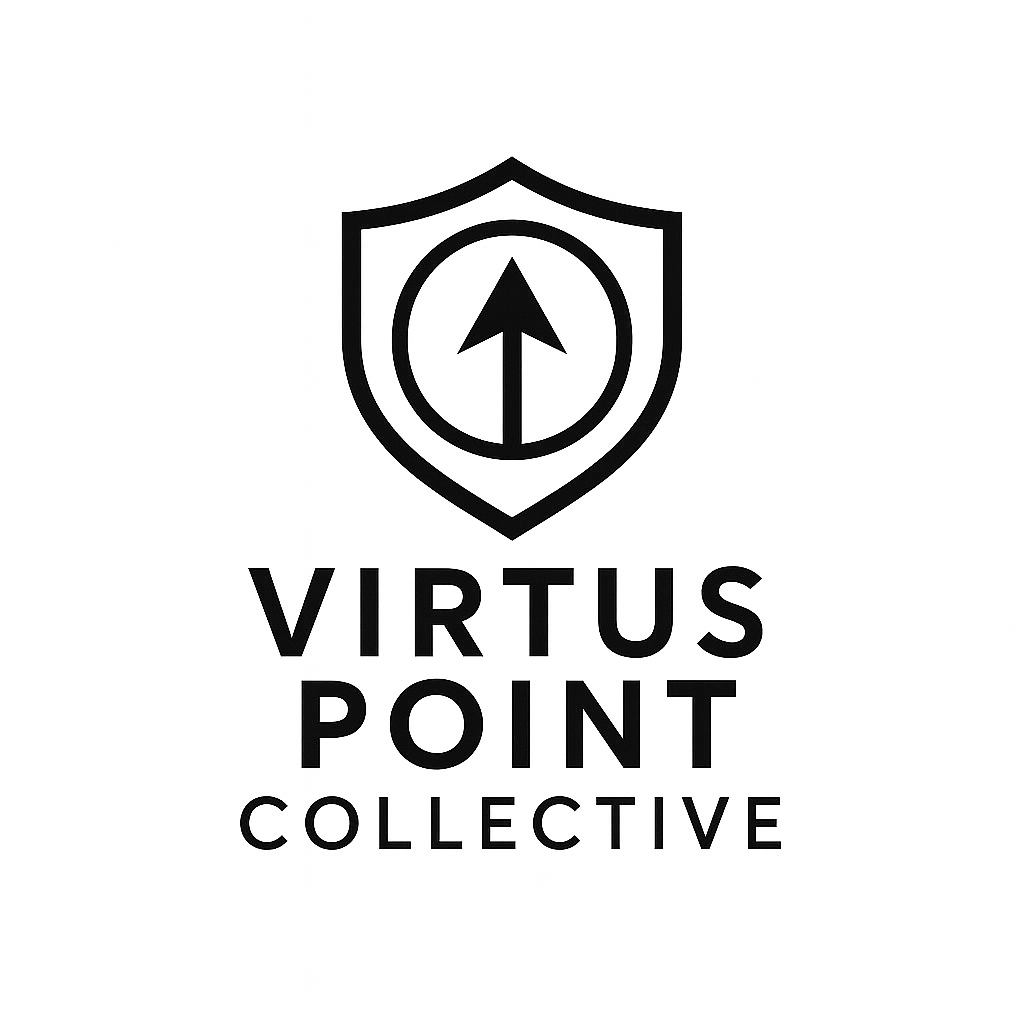 Logo of Virtus Point Collective featuring a shield with an upward arrow inside.