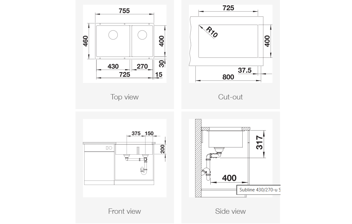 Blanco Subline 430-270-U mål dimensjoner.png