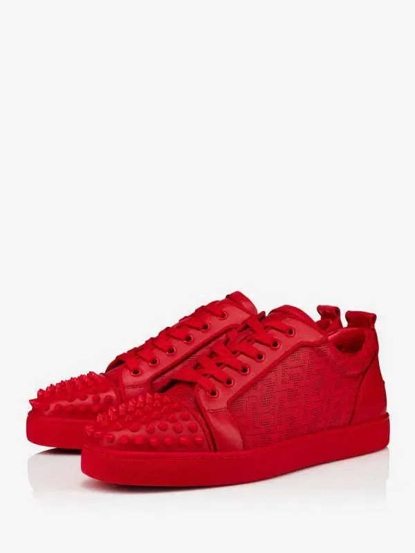 Christian Louboutin Rantulow Orlato Perforated Low Top Sneaker in Red