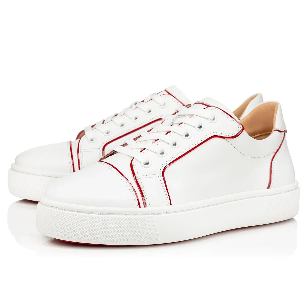 Christian Louboutin White and Red Leather Vieirissima Sneakers