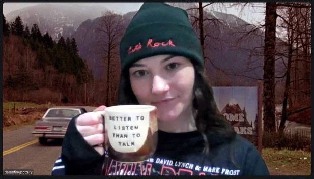 How I&rsquo;m logging into the Zoom meeting the Monday before Twin Peaks fest 🥳☕️🌲
.
.
.
.
#twinpeaks #twinpeaksart #twinpeaksfanart #pottery #davidlynch