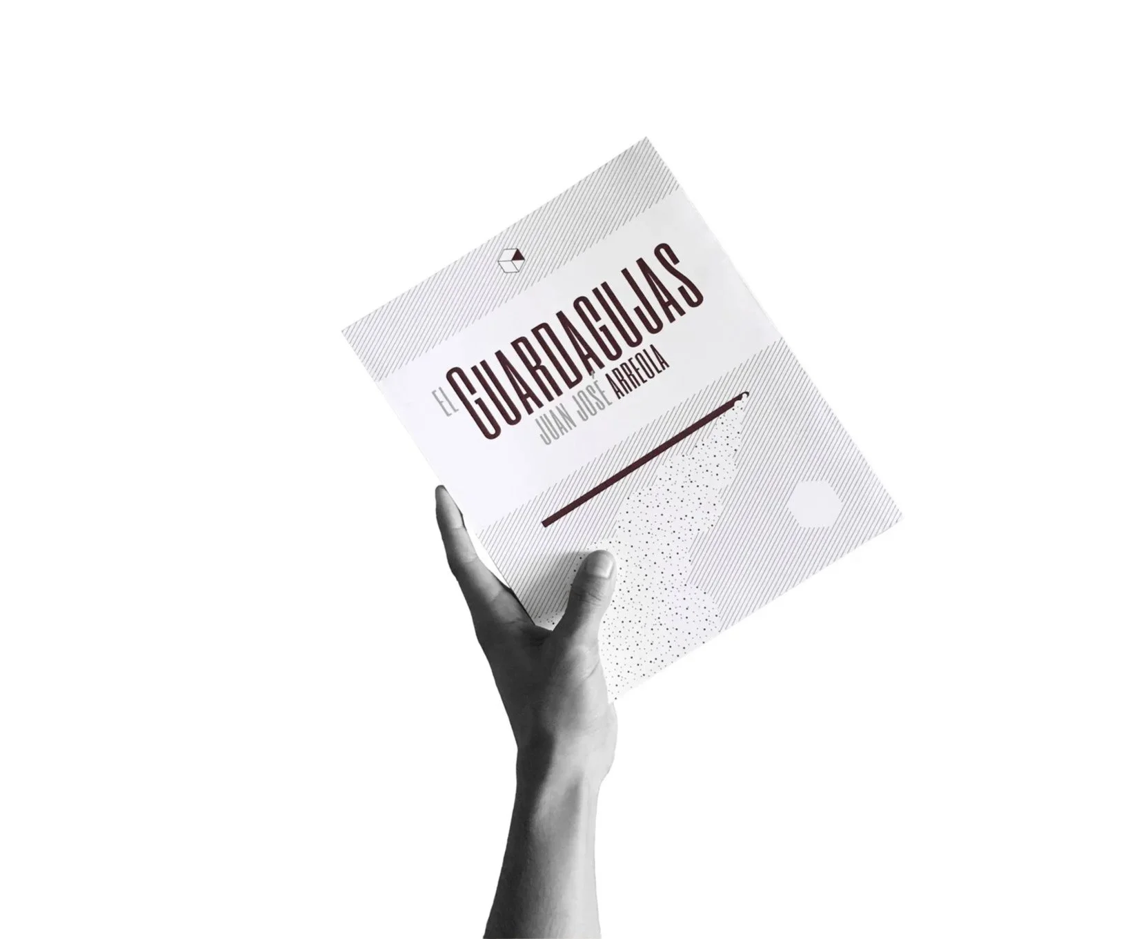 A hand holding a book titled "El Guardagujas" by Juan Jose Arreola, shown against a plain background.