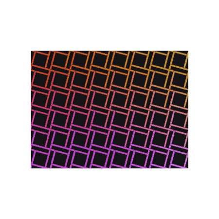 Colorful geometric pattern with interconnected diamond shapes in gradient colors from red to purple.