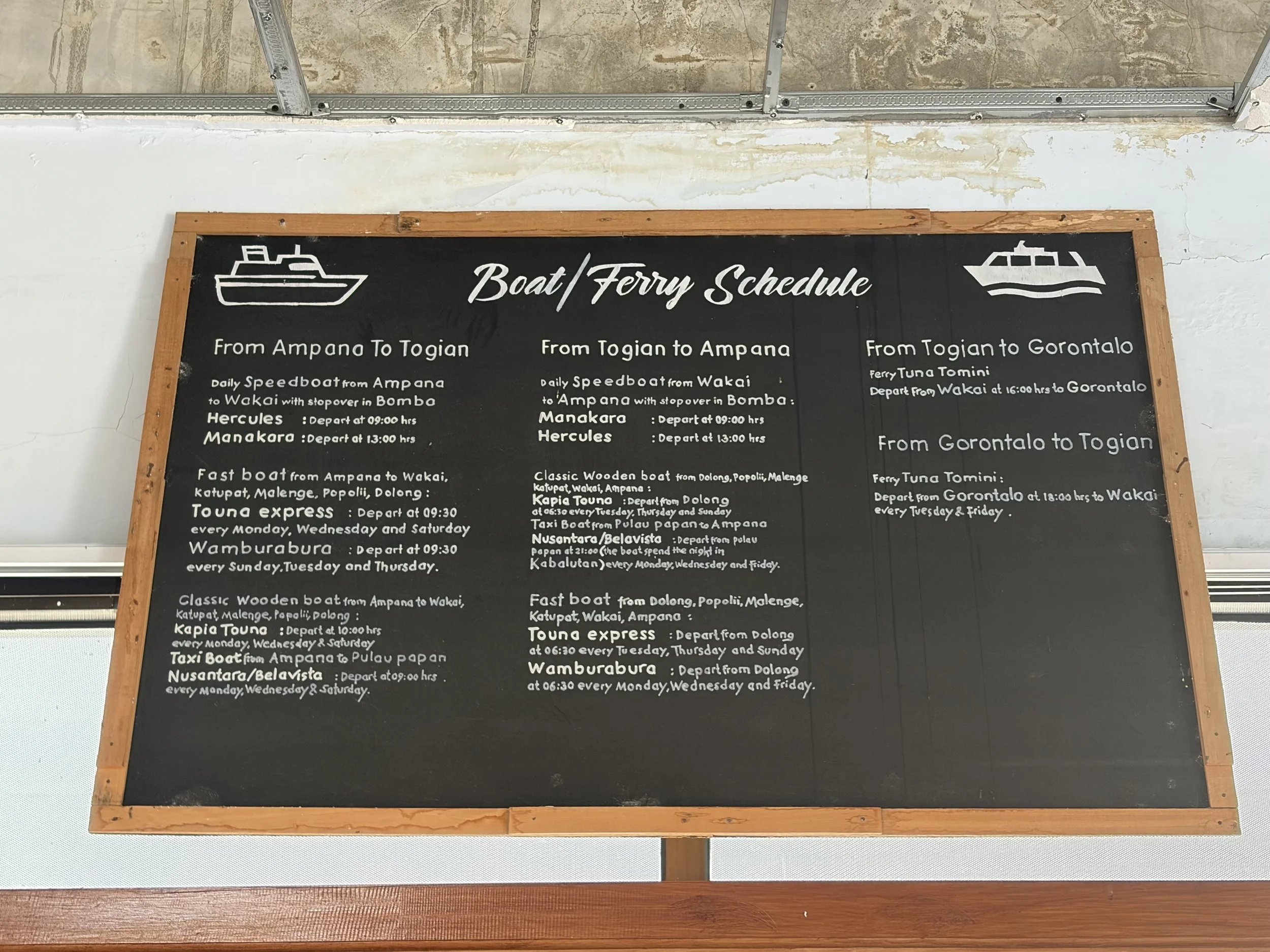 Ferry Schedule Togean Islands