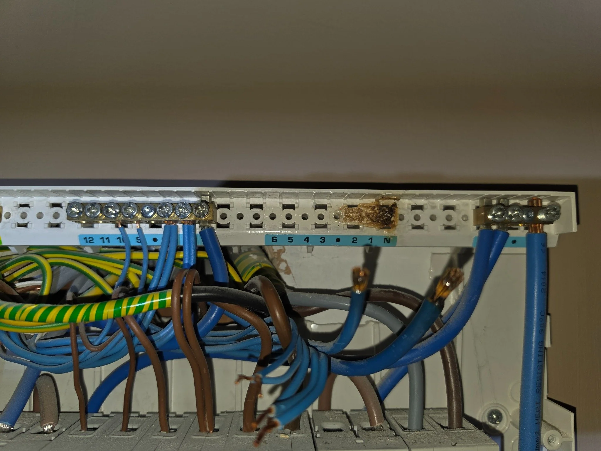 3. Repair in progress: affected neutral wires disconnected and the damaged bar removed.