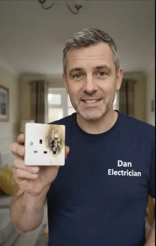 burned socket, replaced after fault location in Liverpool home