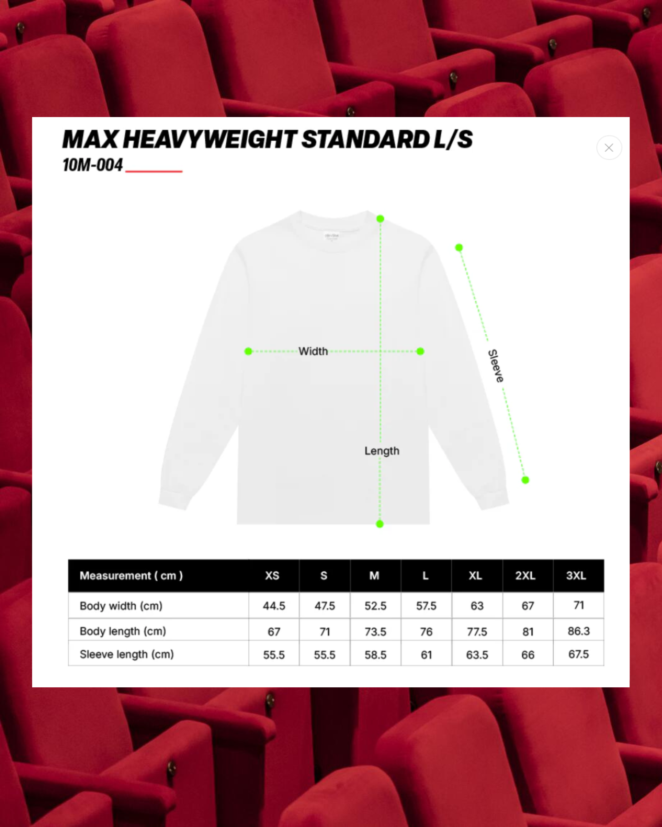 Arch Long Sleeve Size Guide
