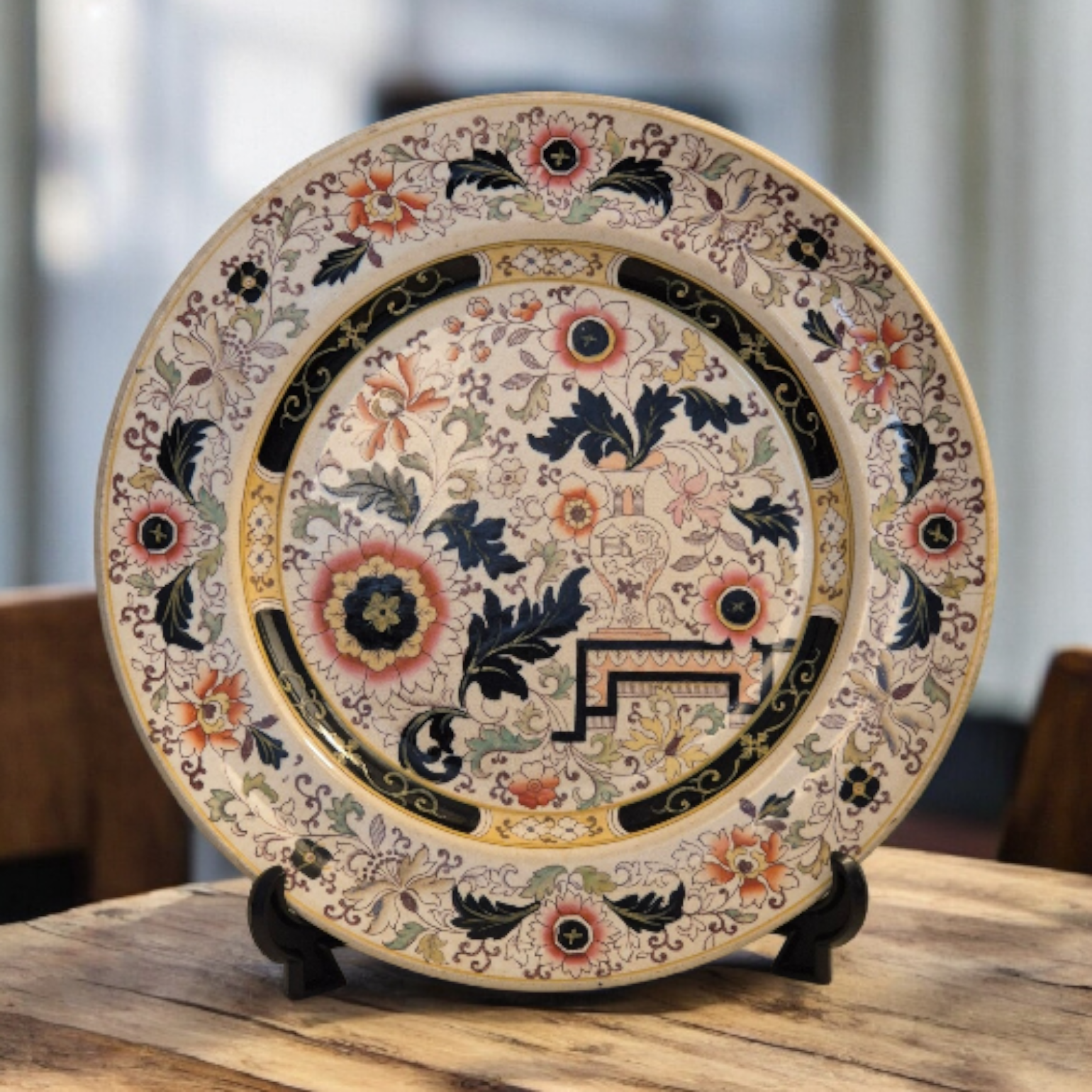 c.1860s–1880s - Ashworth Bros. - Victorian Ironstone Plate – Vase and Table Pattern