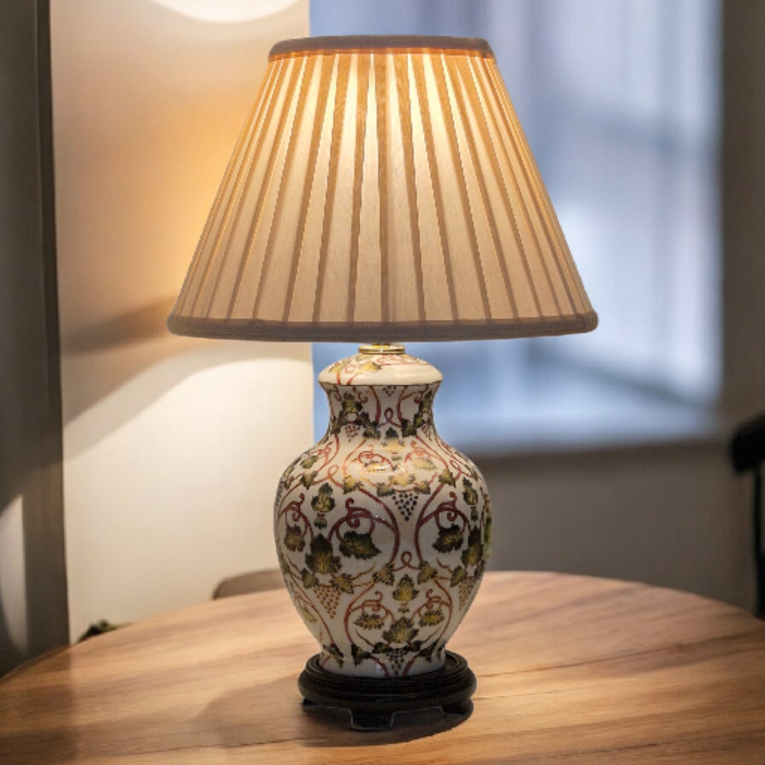 Vintage - Cloisonne style - Floral/Vine Porcelain Vase - Lamp – 19″