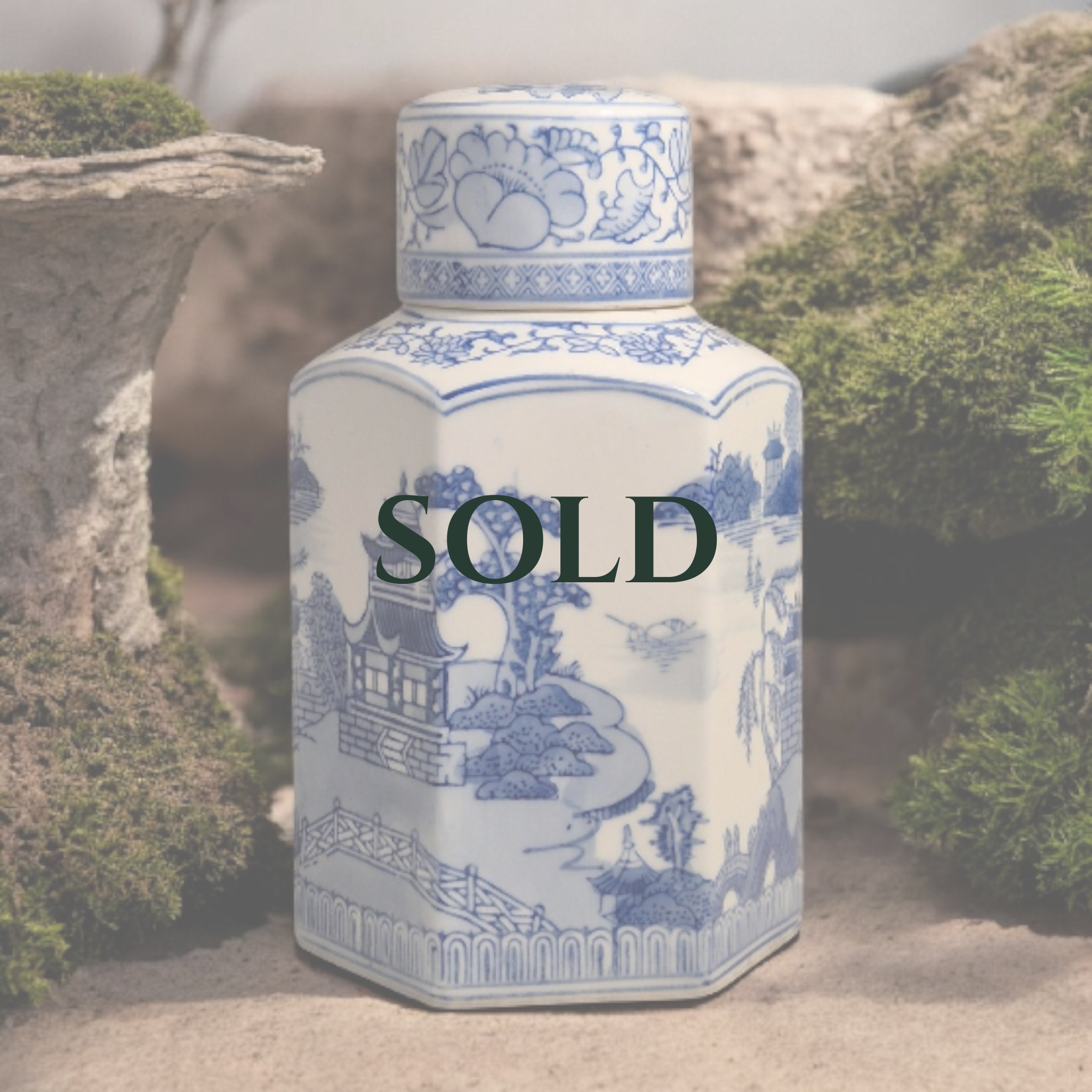 Asian - Blue & White Ceramic Tea Caddy/Jar – Chinoiserie Design