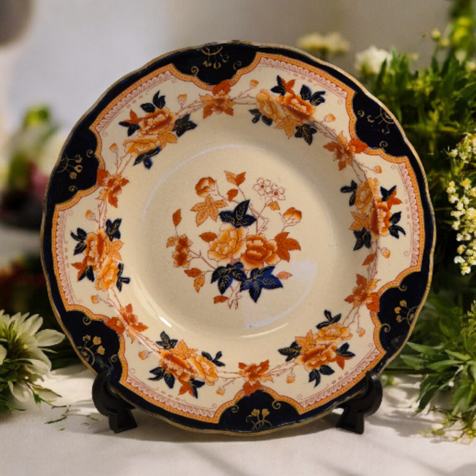 c.1880s - Antique - WM Brownfield & Sons - Imari - Ironstone - Large Soup Plate