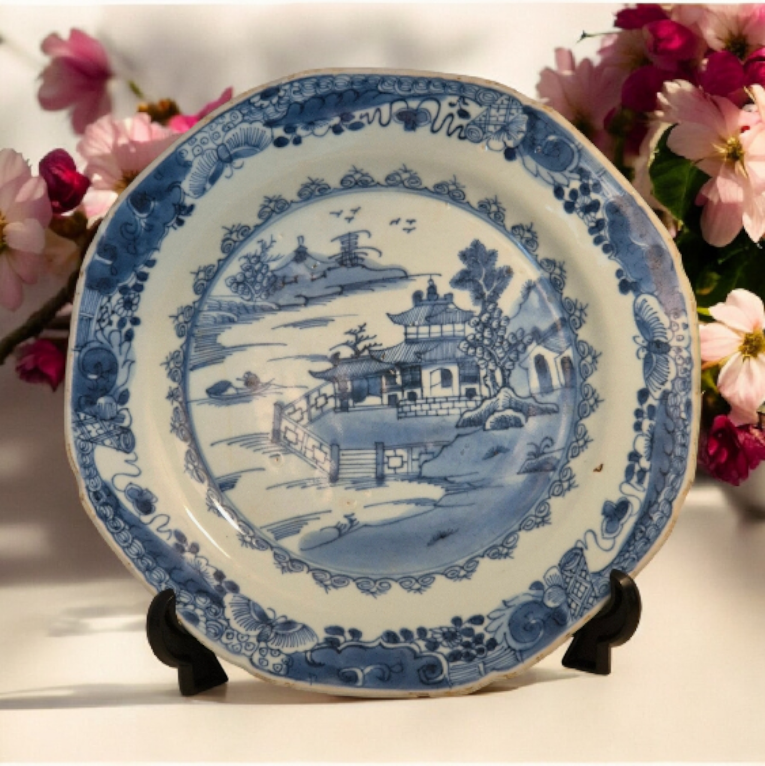c.1780s -Antique - Qianlong - Chinese Export - Porcelain Blue & White Plate