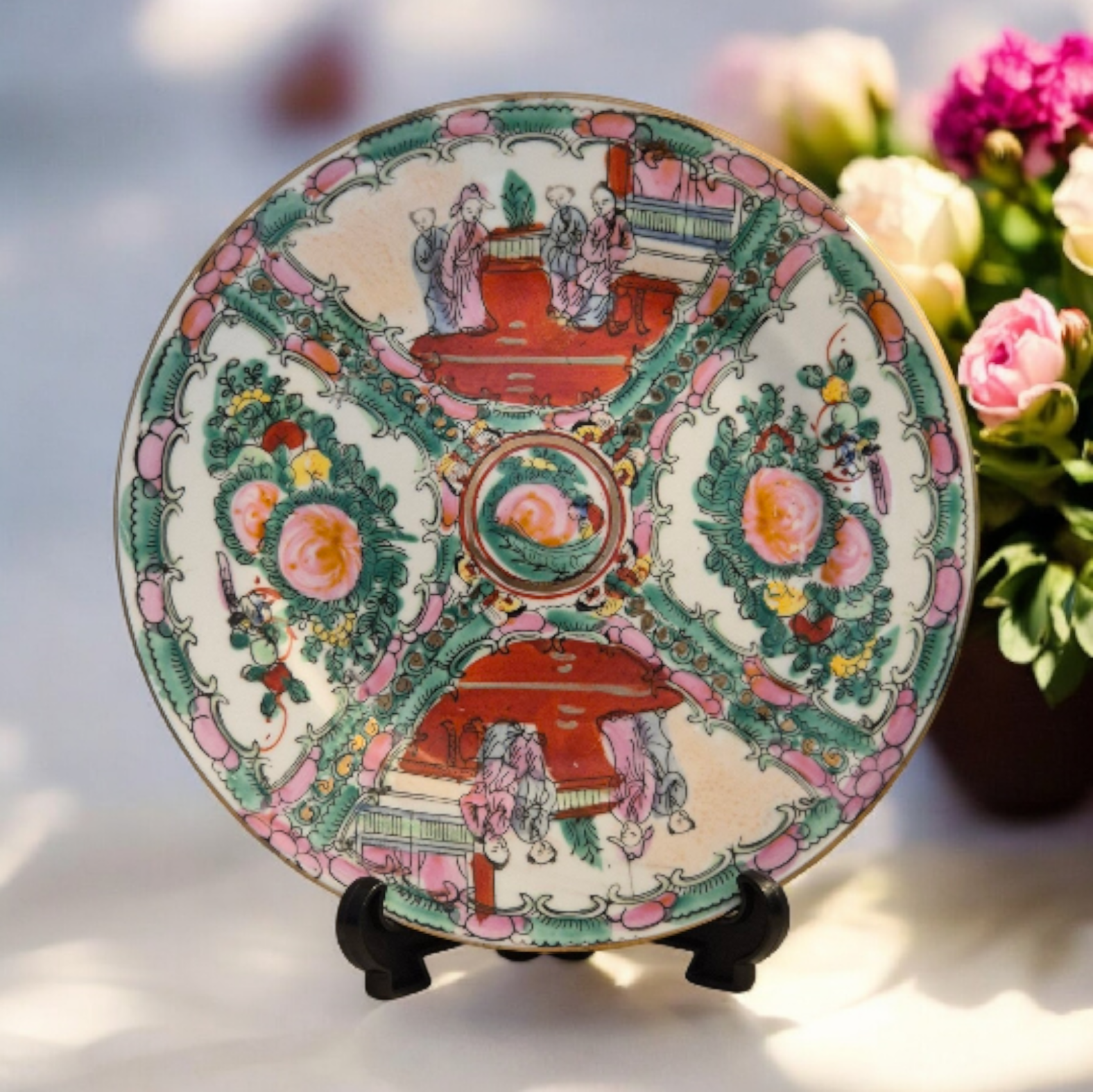 c.1936-1950s - Famille Rose Medallion - Porcelain Plate