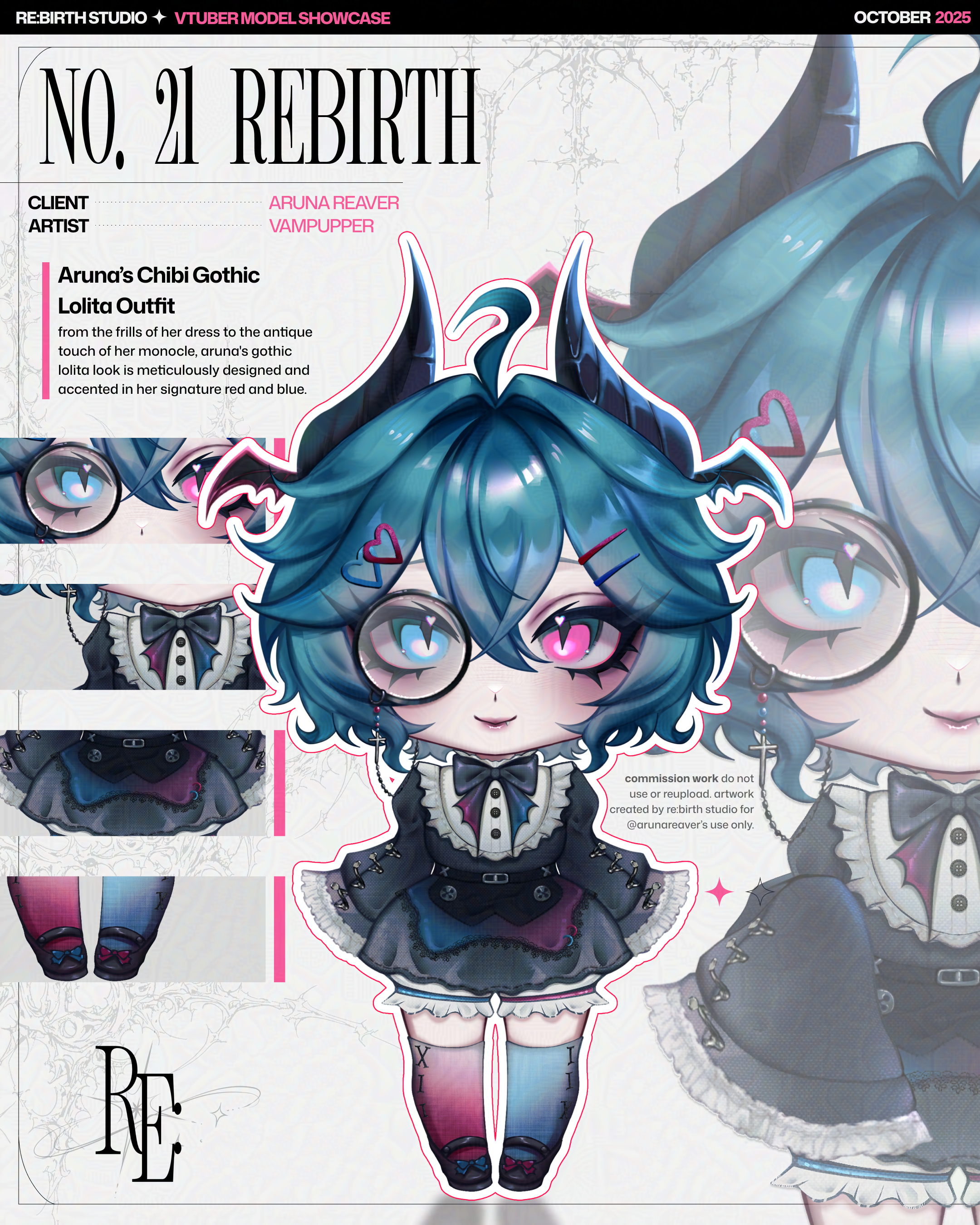 CHIBI VTUBER MODEL GOTHIC LOLITA OUTFIT UPDATE FOR: ARUNA 