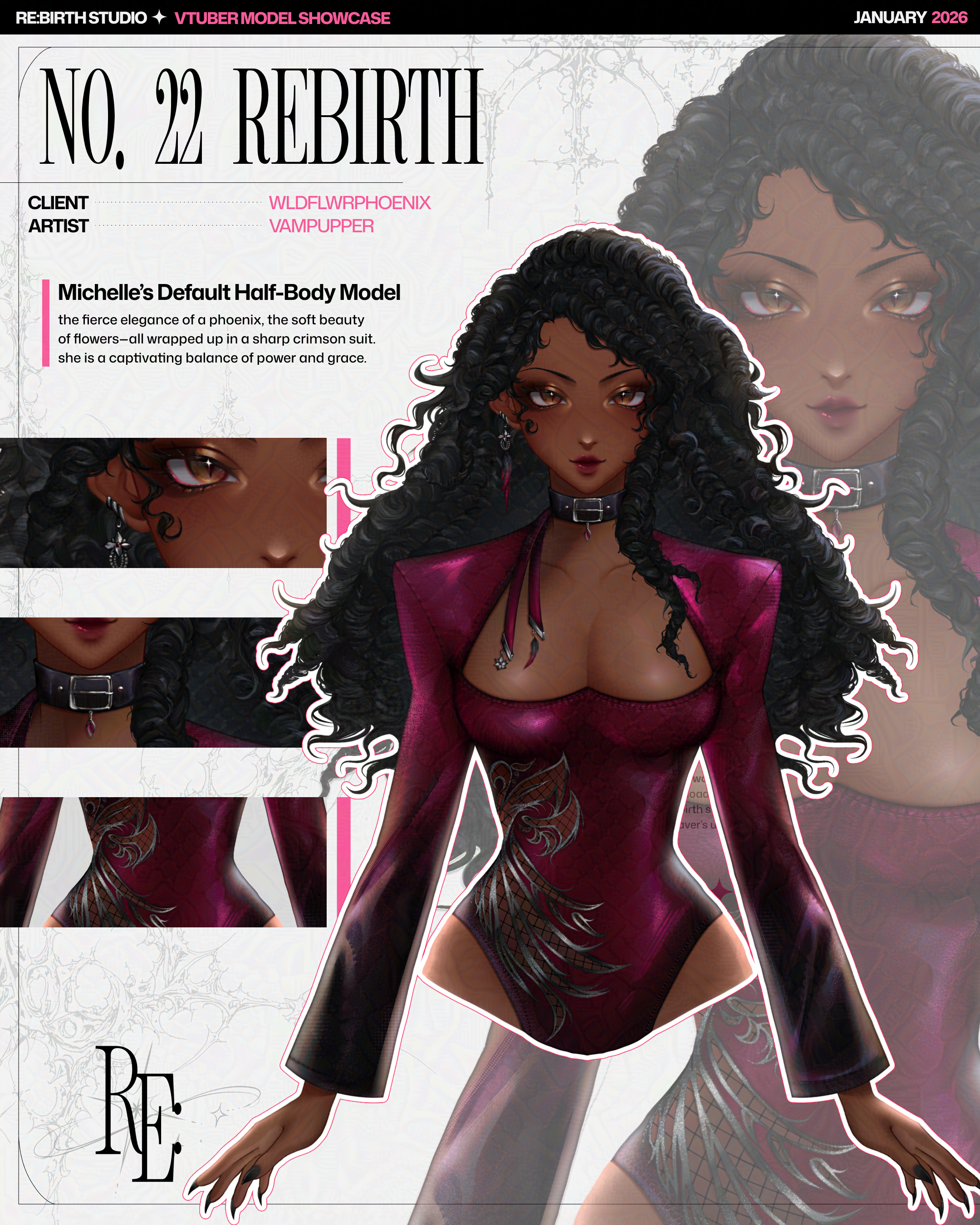 HALF BODY VTUBER MODEL ART + RIG FOR: MICHELLE