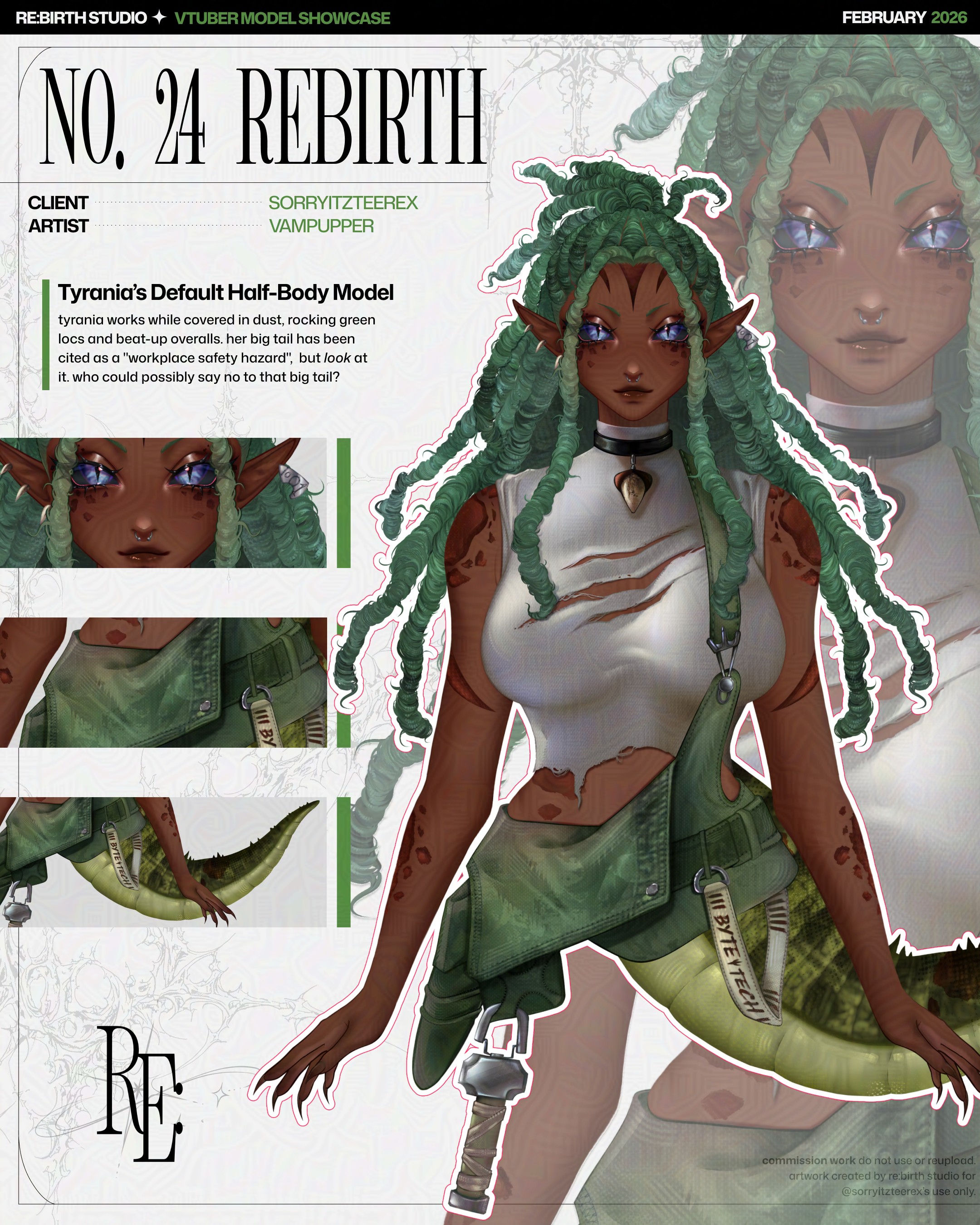 HALF BODY VTUBER MODEL ART + RIG FOR: TYRANIA