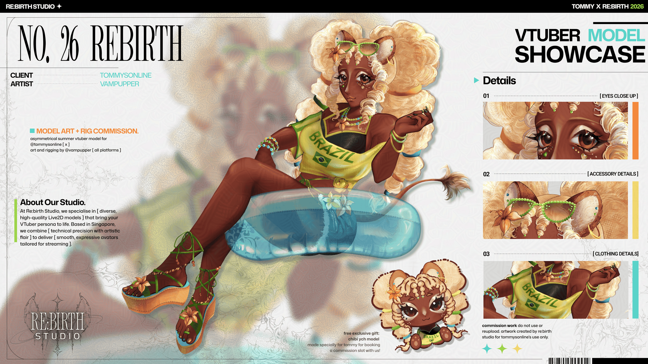 Asymmetrical Posed VTuber Model Art + Rigging package.