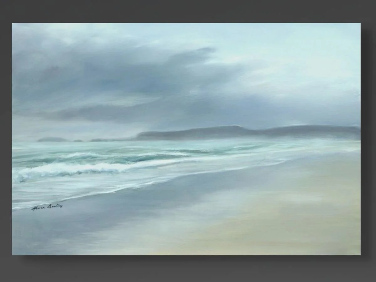 canvas print of coastal scene in room setting