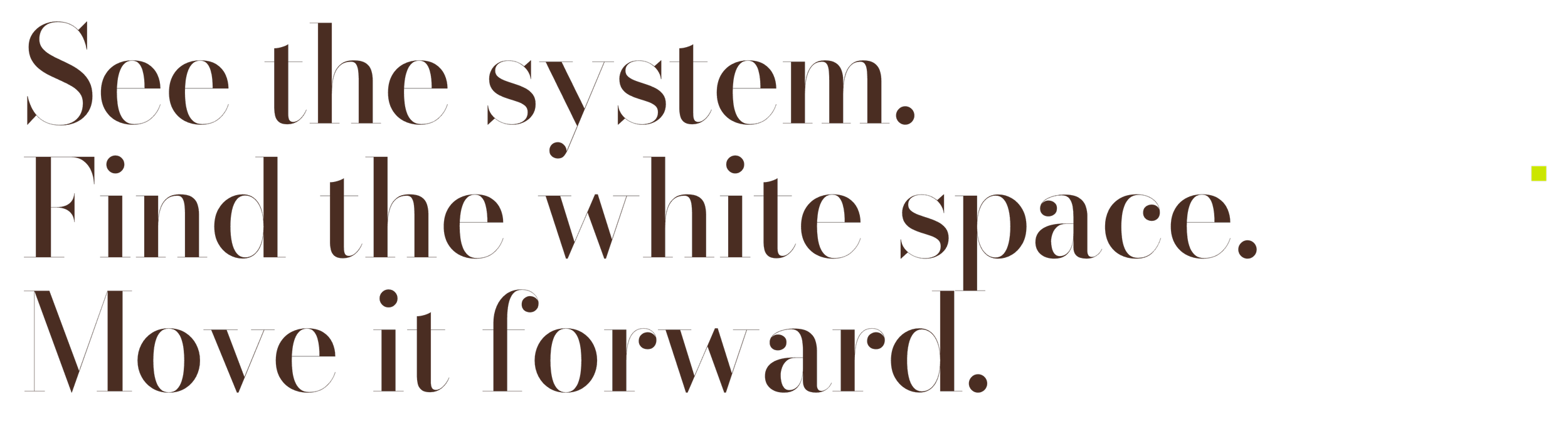 "See the system. Find the white space. Move it forward." — Gin Lane Advisors
