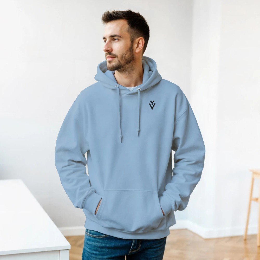Classic men Pullover Hoodie Light Blue