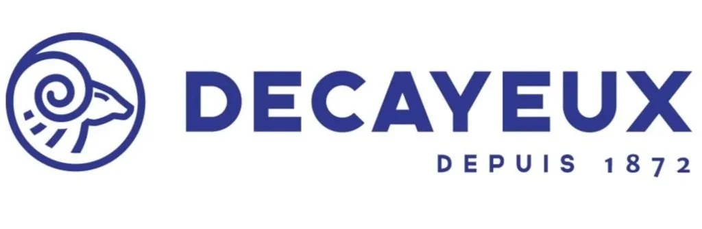 Logo de Decayeux avec un symbole de coquillage stylisé et le texte 'Decayeux depuis 1872' en bleu.