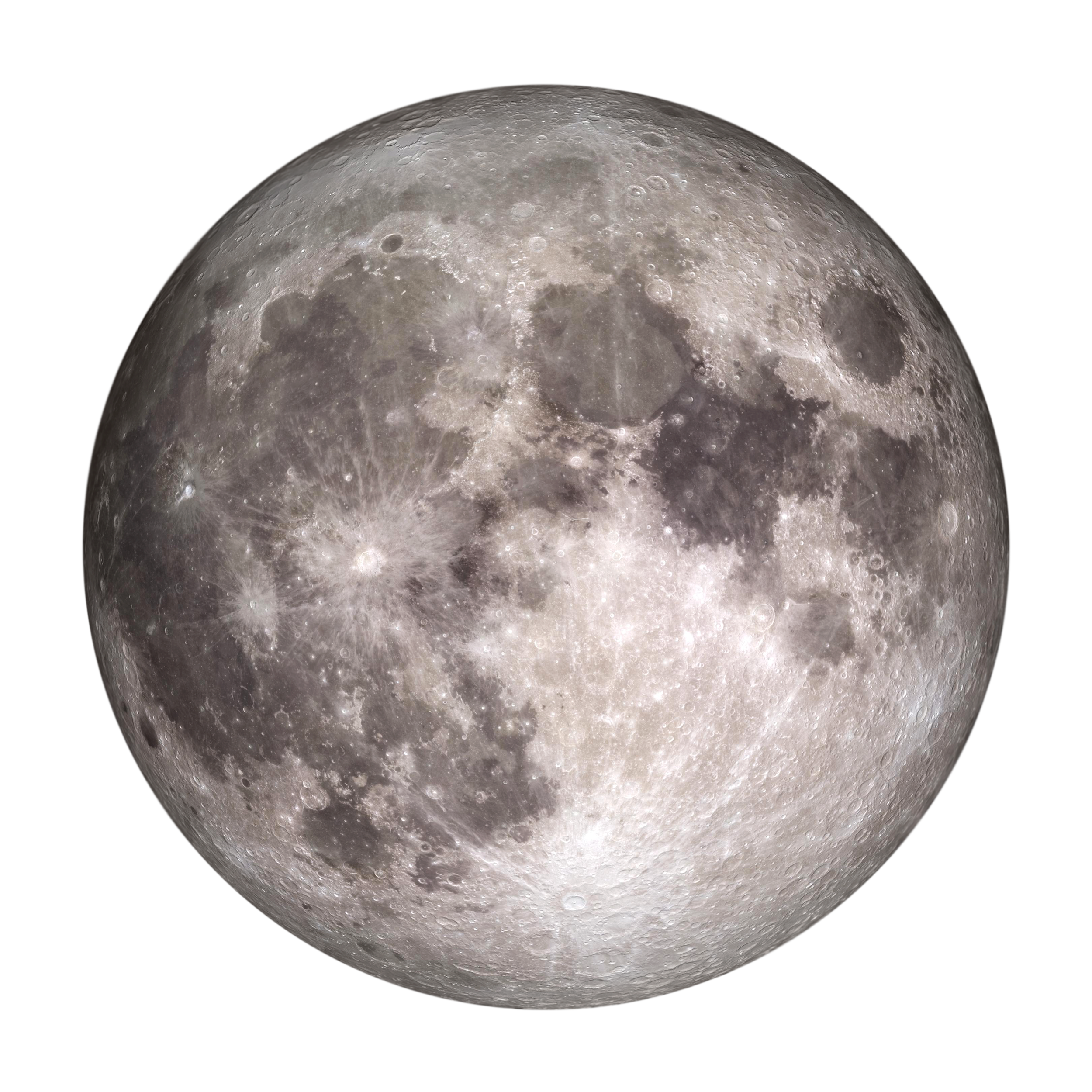 A close-up photograph of the moon showing detailed craters and surface features against a black background.