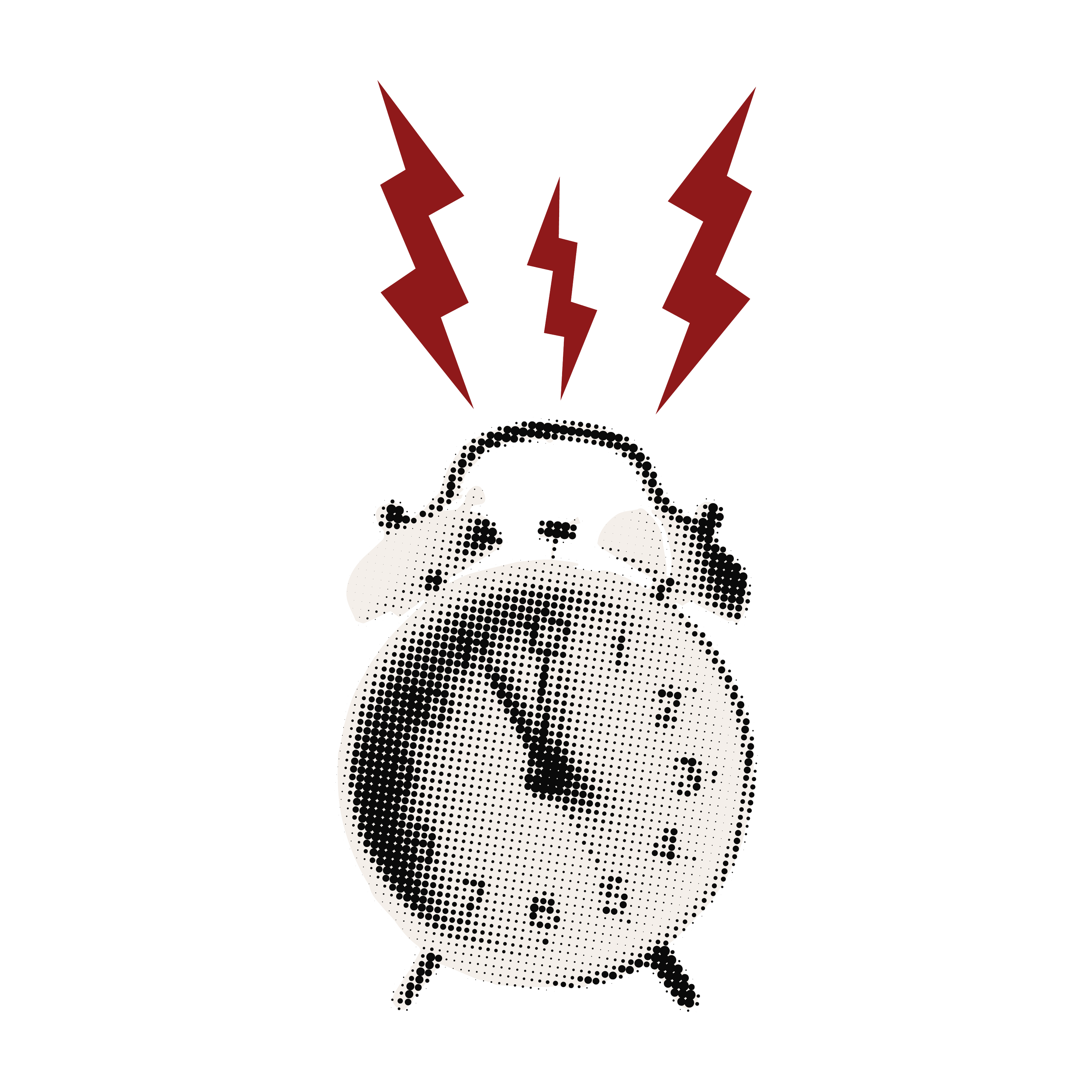 Pop art style illustration of an alarm clock with lightning bolts above it and a distressed face, symbolizing stress or urgency.
