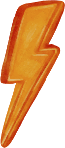 A stylized yellow lightning bolt with an orange outline.