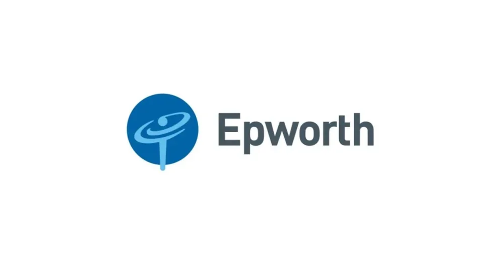 Eppworth logo with a blue circle and stylized planet and ring design, and the word "Epworth" in bold grey font.