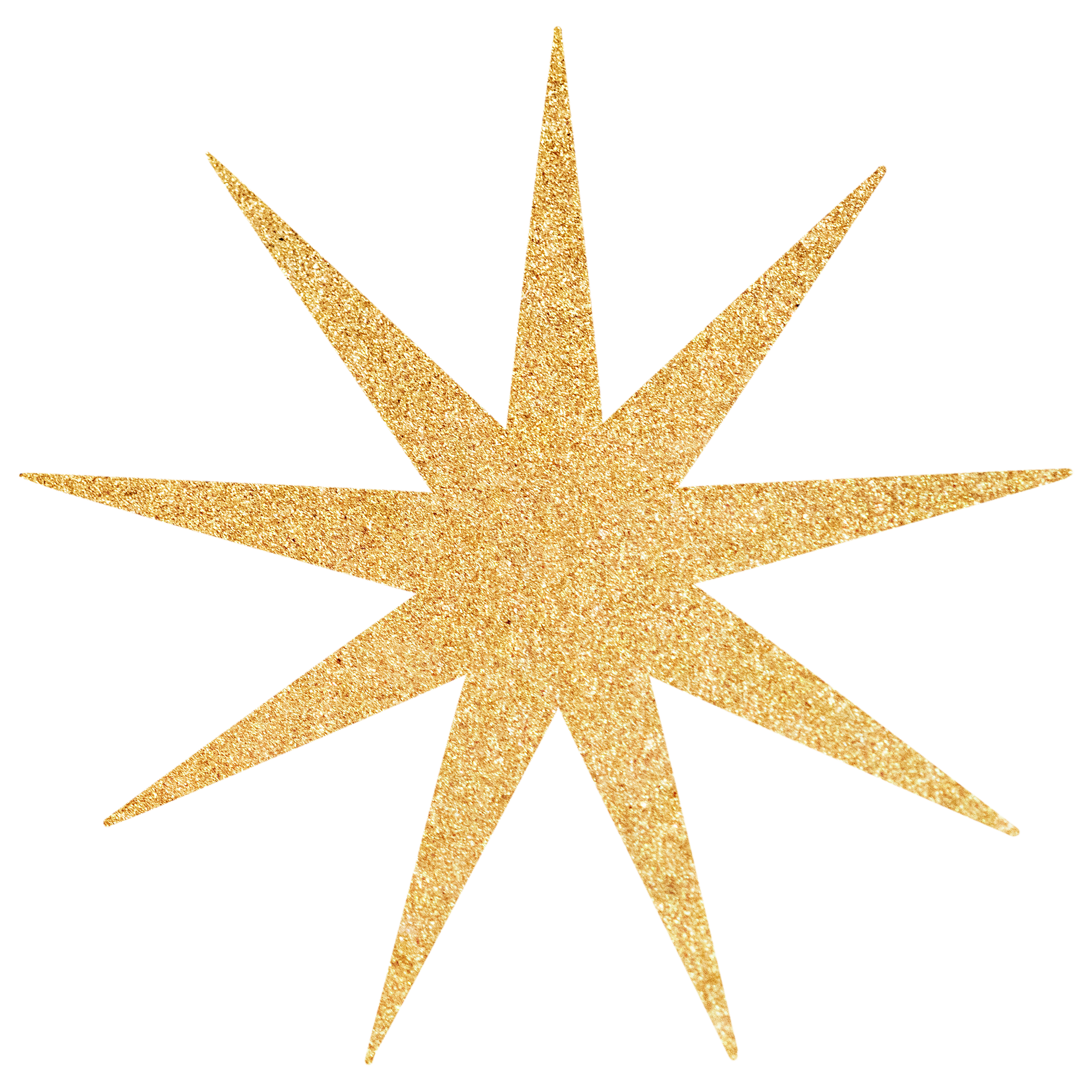 A star-shaped object covered in gold glitter.
