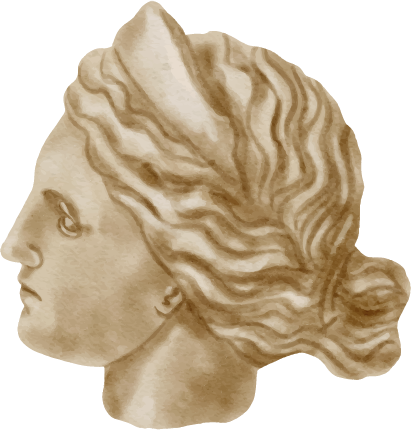 Profile of a woman with flowing, wavy hair