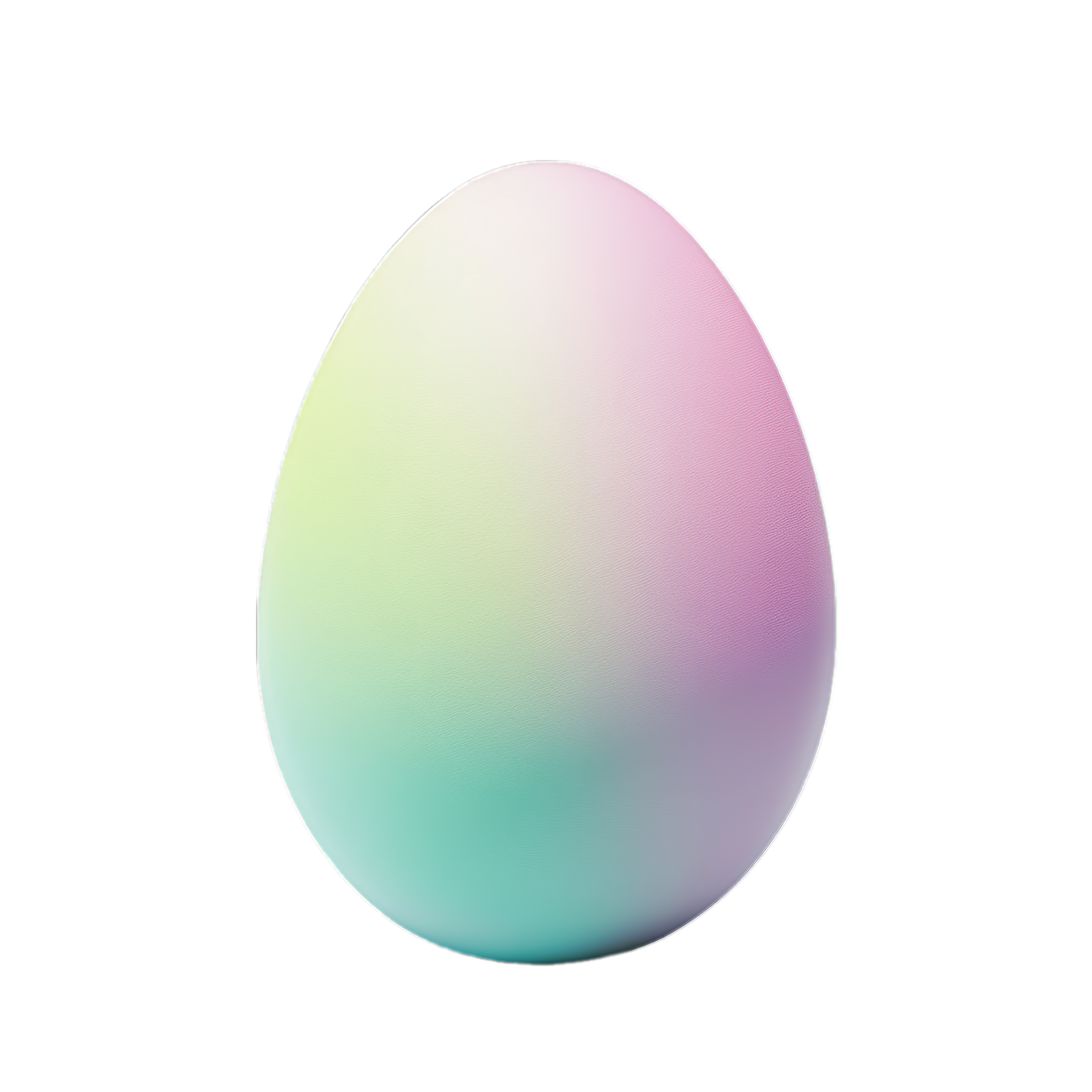 A digital 3D rendering of an egg with pastel rainbow gradient, on a black background.