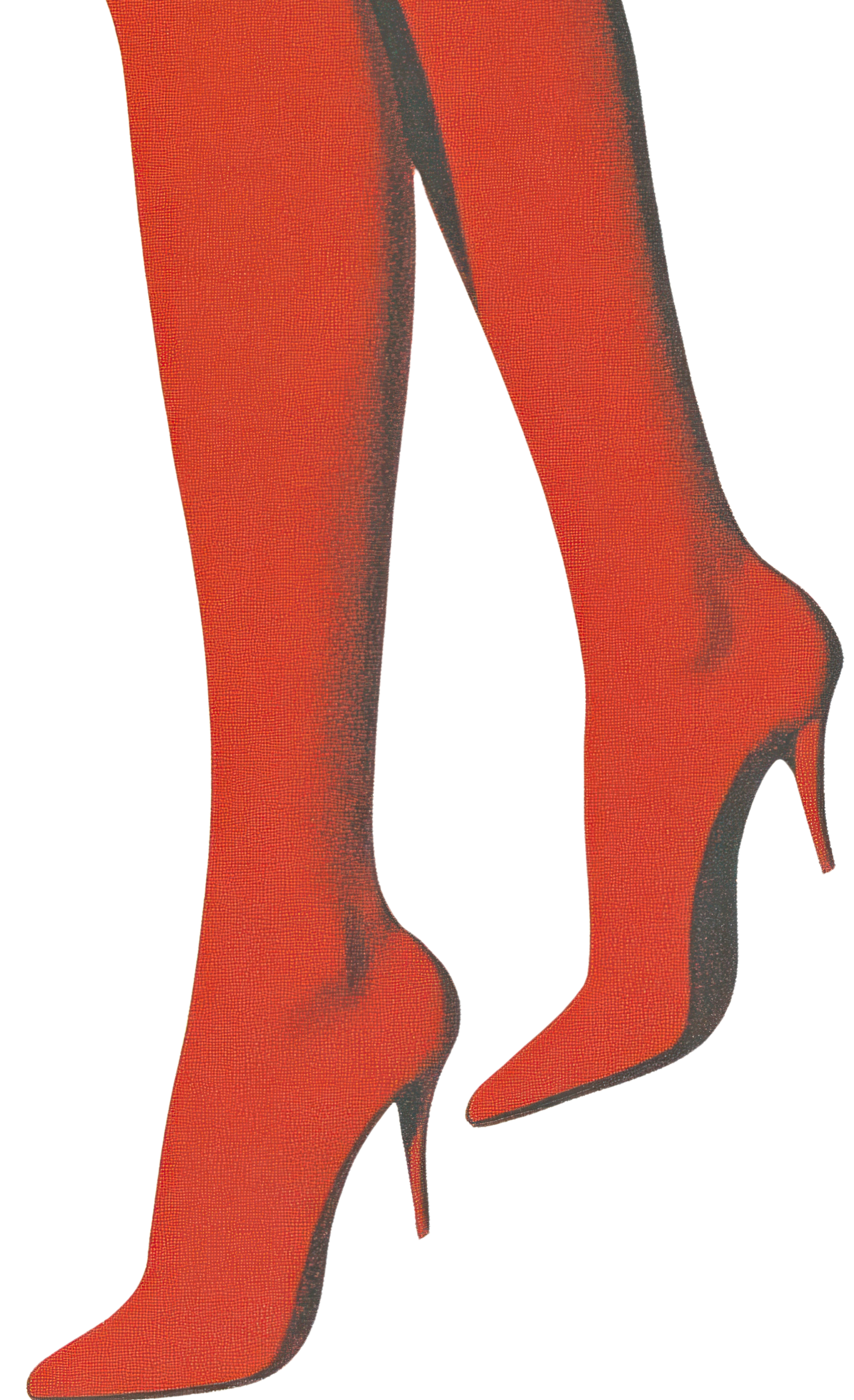 Illustration of two red high-heeled women’s shoes with black outlines, positioned side by side.