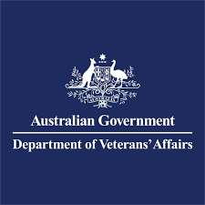 Australian Government Department of Veterans' Affairs logo with a blue background and white emblem