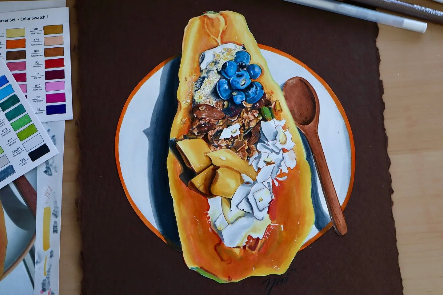 Papaya bowl 😋 

Made as a gift using reference photo from @chef_melly_mel 🙏🏼

#ohuhumarkers