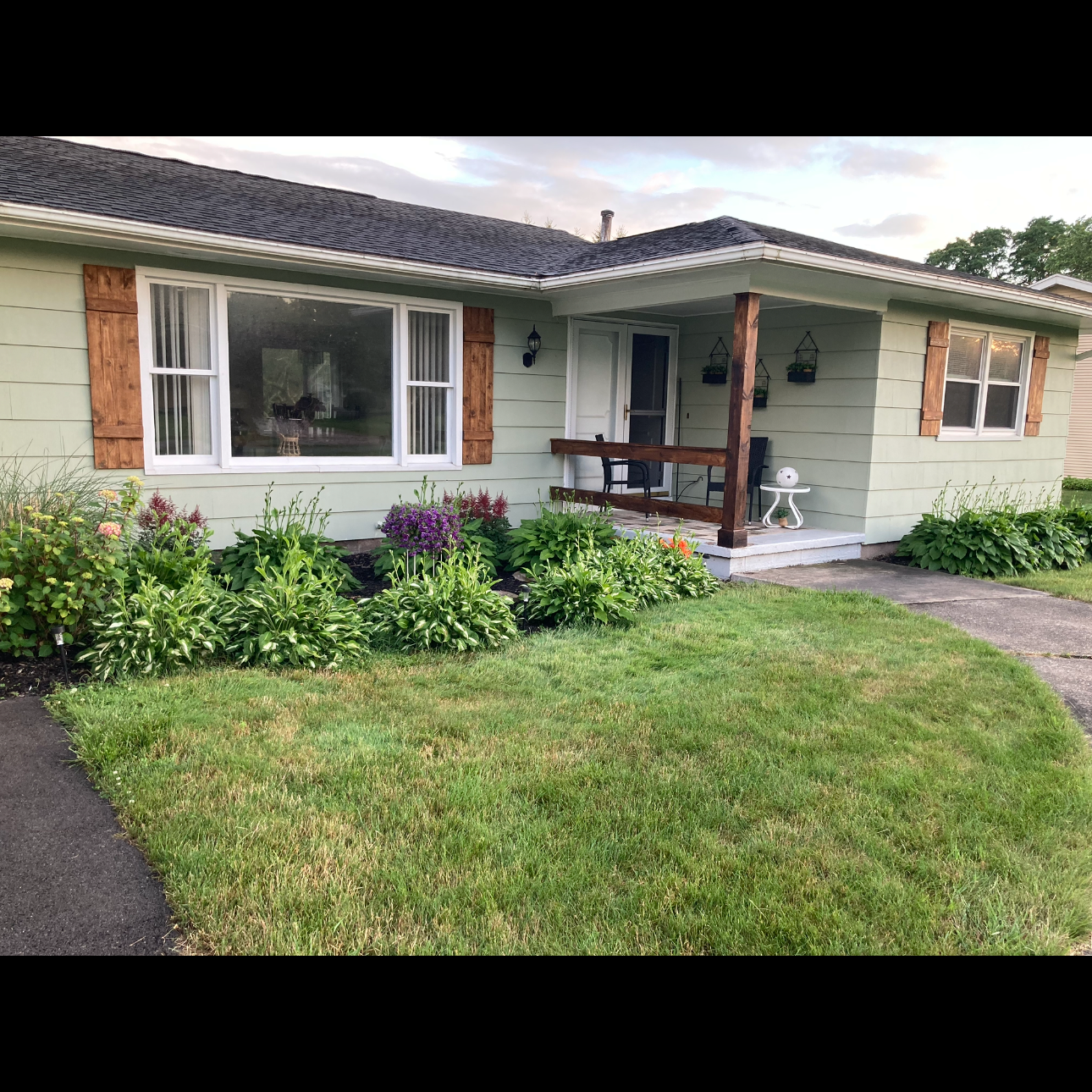 Shutters and porch beams built from scratch