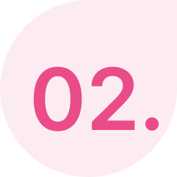Pink speech bubble with the number 02 inside