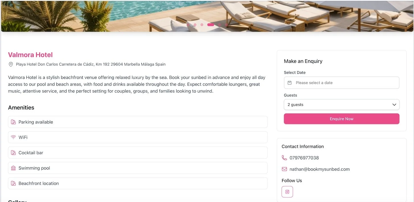 Sunbed Booking System Directory