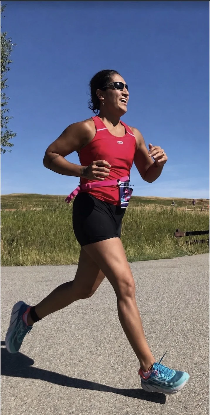 Priya Prince running during a triathlon