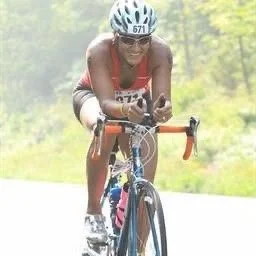 Athlete cycling during competition