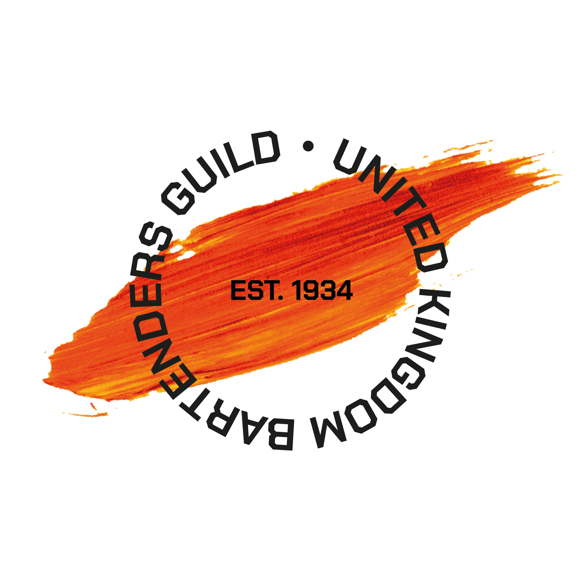 Lumber company's logo with a red-orange brush stroke background, black text, and the West Coast map outline, established in 1934.