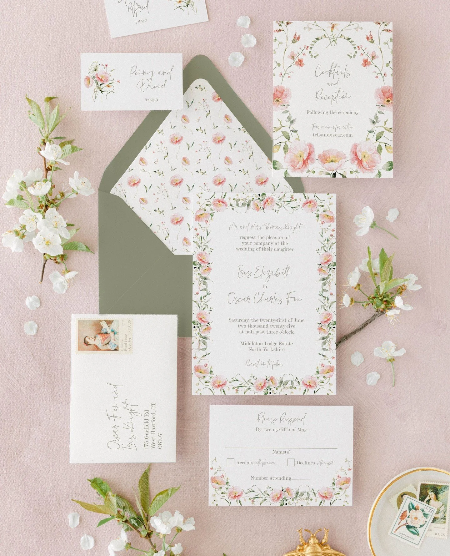 Meet Roselyn⁠
⁠
A collection inspired by garden trellises, climbing florals, and the gentle charm of English country gardens.⁠
⁠
Soft watercolor blooms frame the suite, paired with refined typography and thoughtful details that feel romantic without 