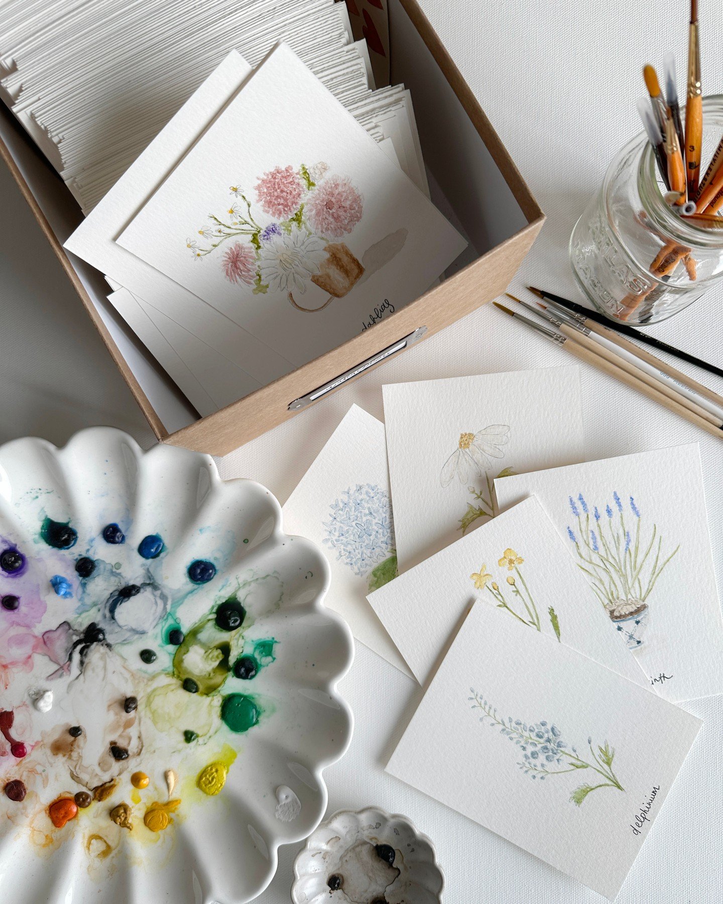 From the studio this week.⁠
⁠
A few watercolor paintings, gathered together, small studies that often become the starting point for future collection.⁠
⁠
This practice began as a way to slow down, and now it shapes the direction of Daydream Paper Stu