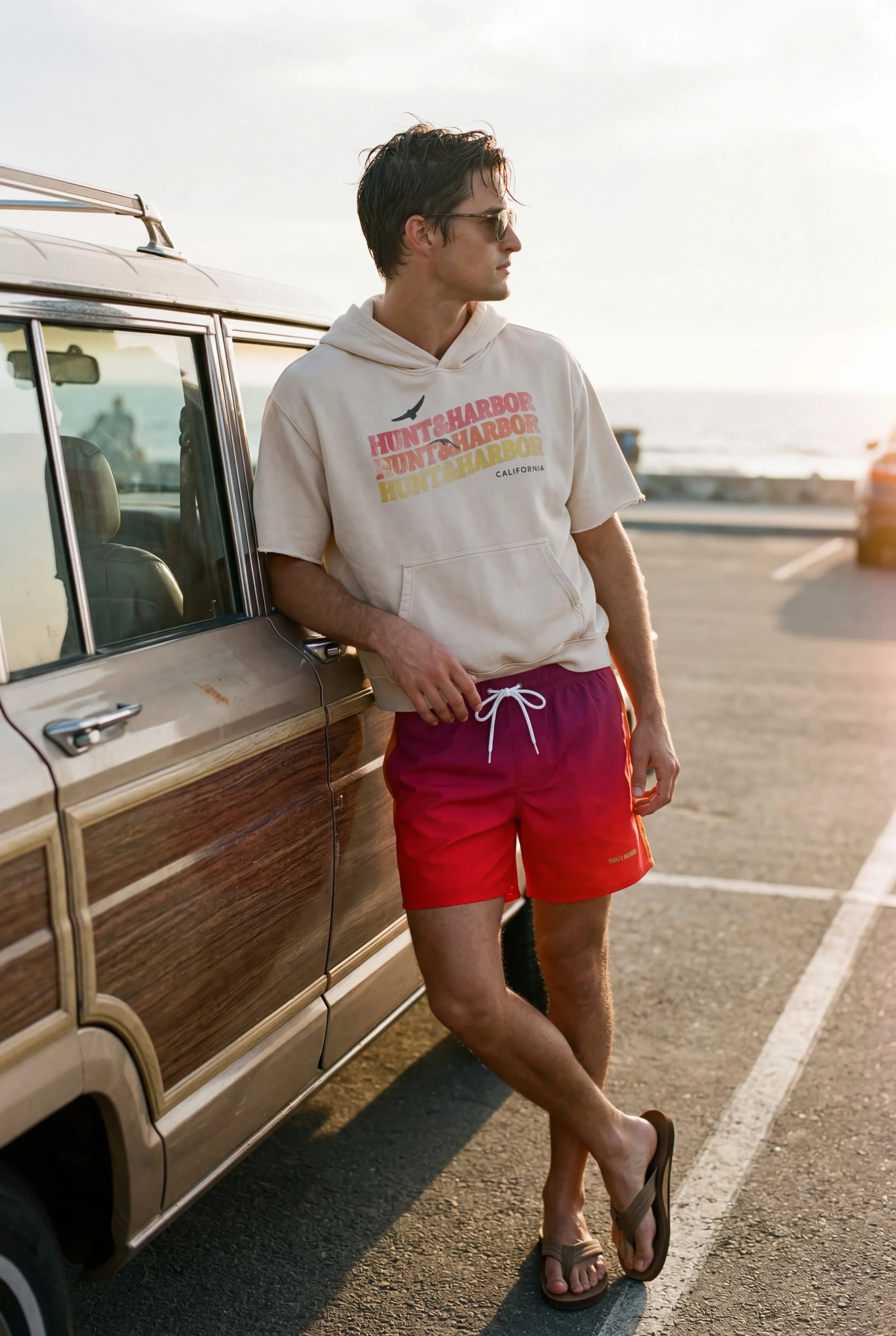 California Cropped Short Sleeve Hoodie